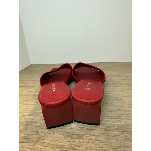 Vivaia Juliet Square Toe Block Heel Slide Sandals Women’s Size 8.5 Red - Picture 7 of 13
